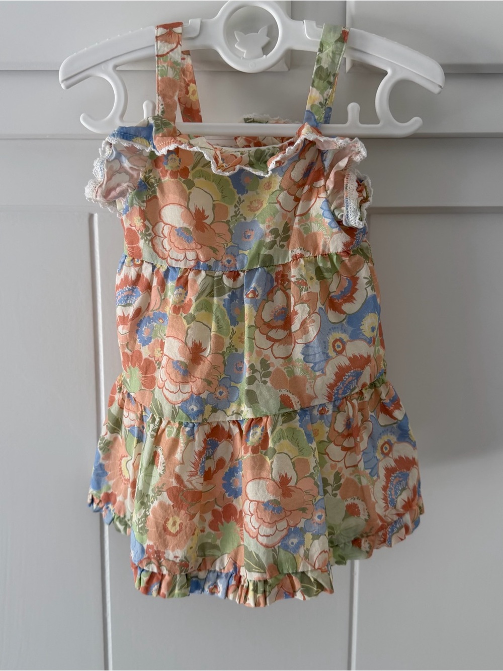 Janie and Jack Peach Green Blue Floral Tiered Tank Top
